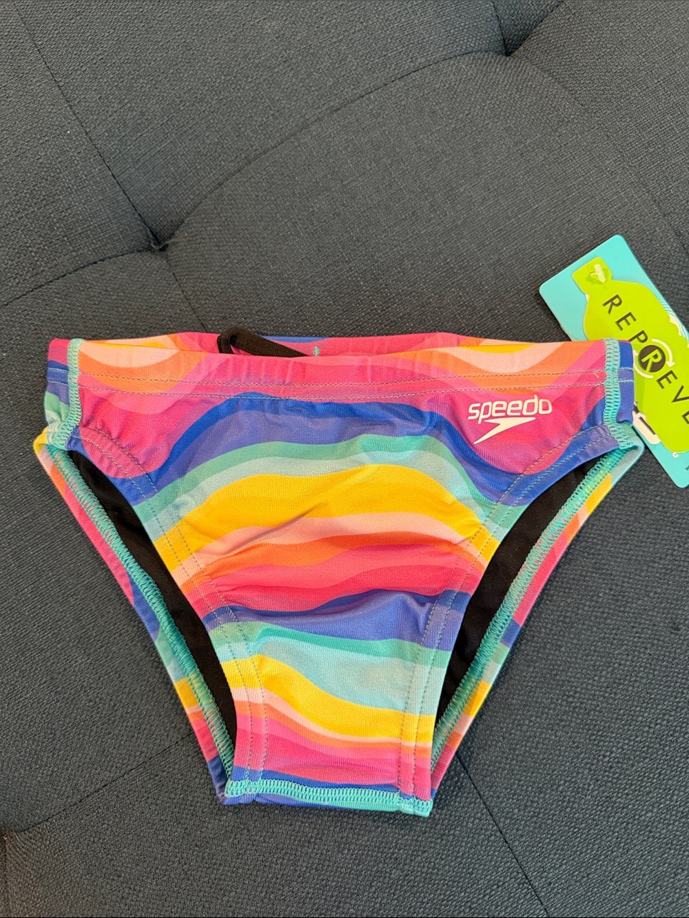 Speedo Youth Rainbow Wave Swim Brief - Multicolor NEW, Euro  waist 24 and 26